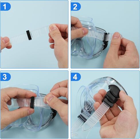 قطعتان من حزام قناع الغوص، حزام قناع الغوص الأسود والشفاف، حزام بديل لقناع الغطس، حزام قناع سيليكون عالمي للغوص والسباحة والغطس in Kuwait