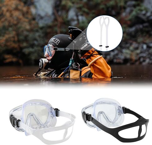قطعتان من حزام قناع الغوص، حزام قناع الغوص الأسود والشفاف، حزام بديل لقناع الغطس، حزام قناع سيليكون عالمي للغوص والسباحة والغطس in Kuwait