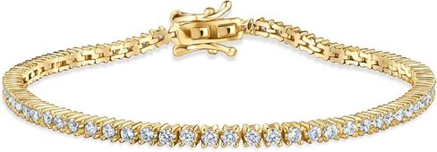 PORI JEWELERS Sparkling 925 Sterling Silver 2mm Cubic Zirconia Tennis Bracelet | Gold Bracelets for Women | Size 6.0-7.5 Inch in Saudi Arabia