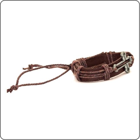 سوار Fusamk Fashion Cross Tag Bangle قابل للتعديل من الجلد معصمه برباط حبل in Kuwait