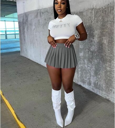 CCIGO Women's Y2k Girl High Waisted Pleated Tennis Skirt School Mini A-Line Skater Skirts in Saudi Arabia