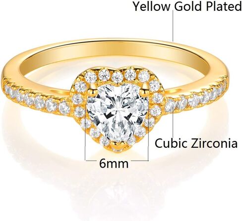 MDFUN Luxurious 18k Gold Plated Cubic Zirconia Wedding Engagement Rings Eternity Bridal Band Halo Rings in Kuwait