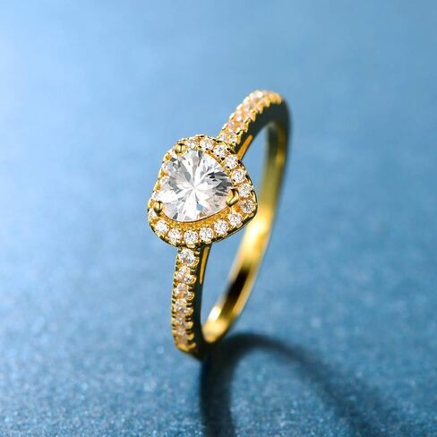 MDFUN Luxurious 18k Gold Plated Cubic Zirconia Wedding Engagement Rings Eternity Bridal Band Halo Rings in Kuwait