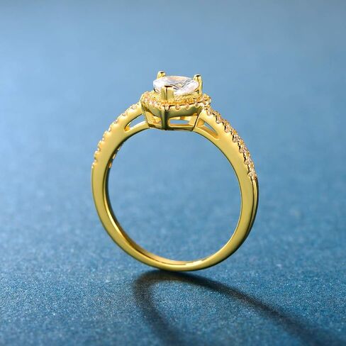 MDFUN Luxurious 18k Gold Plated Cubic Zirconia Wedding Engagement Rings Eternity Bridal Band Halo Rings in Kuwait