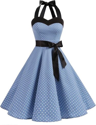 DRESSTELLS Women's 1950s Vintage Cocktail Party Retro Halter Wedding Guest Rockabilly Pinup Audrey Hepburn Dresses in Saudi Arabia