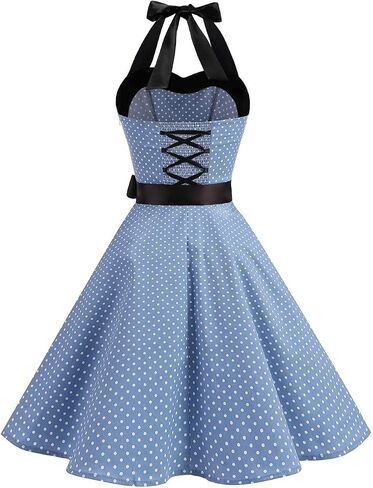 DRESSTELLS Women's 1950s Vintage Cocktail Party Retro Halter Wedding Guest Rockabilly Pinup Audrey Hepburn Dresses in Saudi Arabia