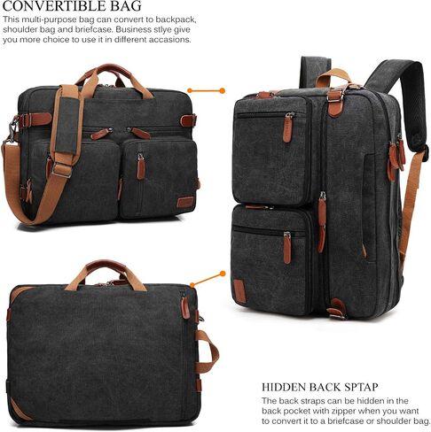 Convertible Backpack Messenger Shoulder bag Laptop Case Handbag Business Briefcase Multi-functional Travel Rucksack Fits 15.6 Inch Laptop For Men/Women (Grey) in Kuwait