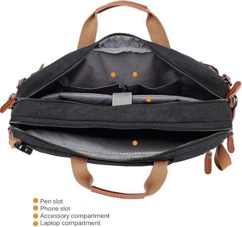 Convertible Backpack Messenger Shoulder bag Laptop Case Handbag Business Briefcase Multi-functional Travel Rucksack Fits 15.6 Inch Laptop For Men/Women (Grey) in Kuwait