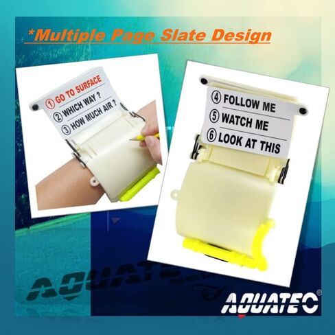 AQUATEC Dive Wrist Slate, Scuba Wrist Writing Slate, 3 Multi-Page Design, Glow-in-The-Dark Model, Velcro Wrist Strap Design in Kuwait