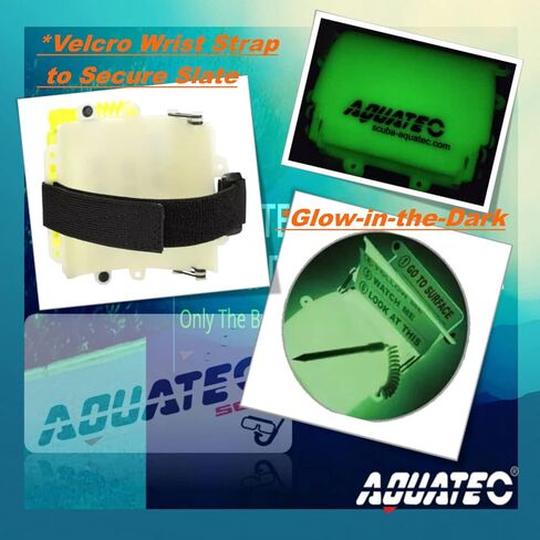 AQUATEC Dive Wrist Slate, Scuba Wrist Writing Slate, 3 Multi-Page Design, Glow-in-The-Dark Model, Velcro Wrist Strap Design in Kuwait