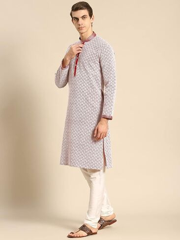 Rajubhai Hargovindas Chikankari Embroidered Cross Straight Kurta And Churidar Pajama Set | 7Colours | in Kuwait