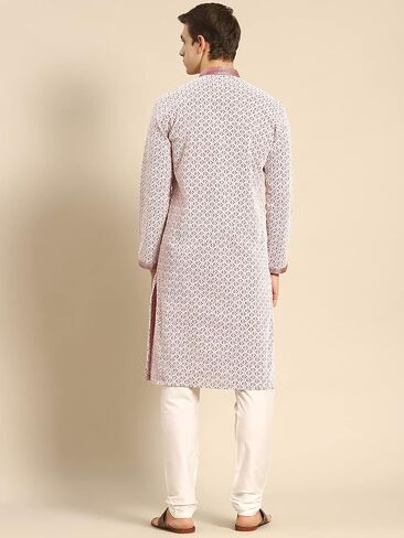Rajubhai Hargovindas Chikankari Embroidered Cross Straight Kurta And Churidar Pajama Set | 7Colours | in Kuwait