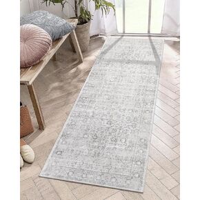 LIVEBOX Washable Area Rug 8x10 - Large Black Boho Living Room Rug Vintage Rugs for Bedroom, Non-Slip Retro Floral Carpet Print Distressed Accent Rugs for Dining Room Home Office in Kuwait