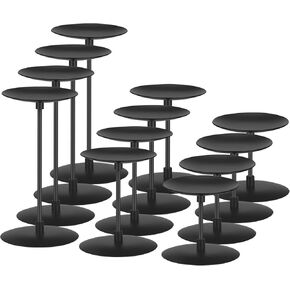 Pillar Candle Holders Set of 12 Metal Pillar Candle Stand Black Candle Holders, Fireplace Candelabras Set for Home Decor, Table Centerpiece, Wedding, 3 Sizes in Saudi Arabia