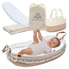 Premium Baby Changing Basket with Leather Handles and Plush Foam Pad - Changing Basket for Baby Dresser - Works great as Changing Table Basket and Baby Change Basket - Baby Changing Basket for Dresser in Kuwait