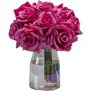 DUYONE Artificial Roses Single Stem 10pcs Fake Silk Flower Arrangement Bouquet Real Touch for Home Party Wedding Decoration(White) in Kuwait