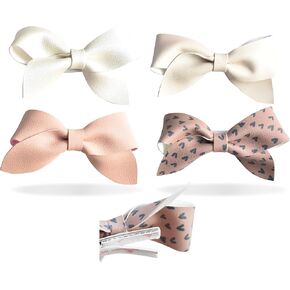 California Tot Girl's Mixed Bow Clips Fully Lined Strong Grip Non Slip for Fine Hair (Emma Set of 4) in Kuwait