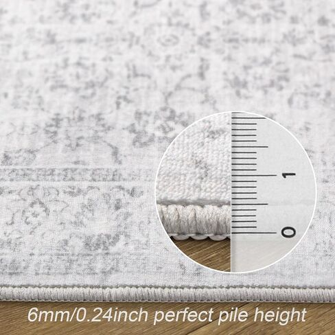 LIVEBOX Washable Area Rug 8x10 - Large Black Boho Living Room Rug Vintage Rugs for Bedroom, Non-Slip Retro Floral Carpet Print Distressed Accent Rugs for Dining Room Home Office in Kuwait