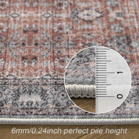 LIVEBOX Washable Area Rug 8x10 - Large Black Boho Living Room Rug Vintage Rugs for Bedroom, Non-Slip Retro Floral Carpet Print Distressed Accent Rugs for Dining Room Home Office in Kuwait