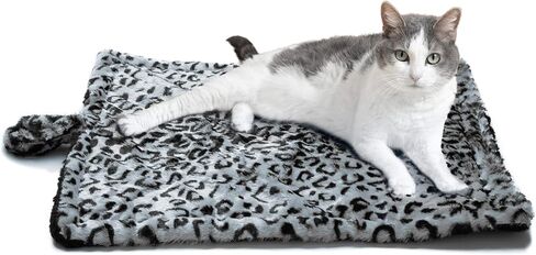 Paws & Pals Thermal Cat Self Warming Bed 20" x 17.5" - Mat for Pets Dog Kittens Puppy - Grey White Black Leopard Print in Kuwait