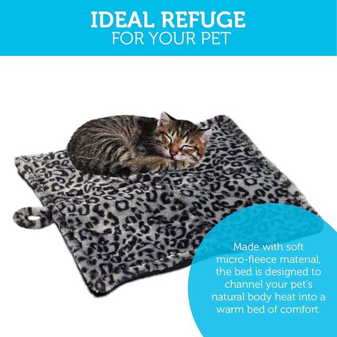 Paws & Pals Thermal Cat Self Warming Bed 20" x 17.5" - Mat for Pets Dog Kittens Puppy - Grey White Black Leopard Print in Kuwait