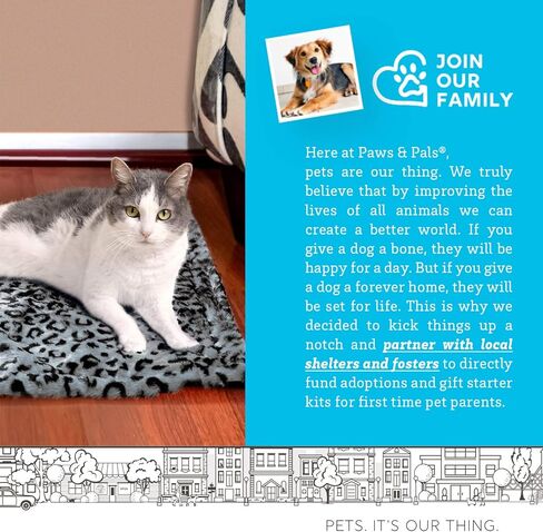Paws & Pals Thermal Cat Self Warming Bed 20" x 17.5" - Mat for Pets Dog Kittens Puppy - Grey White Black Leopard Print in Kuwait