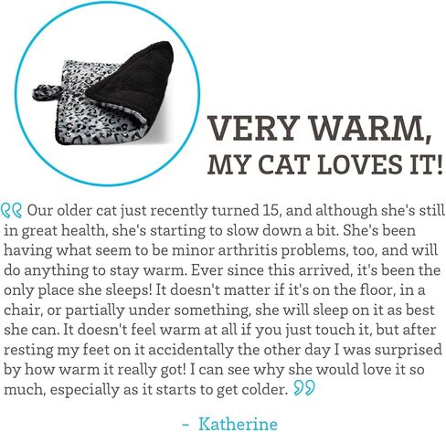 Paws & Pals Thermal Cat Self Warming Bed 20" x 17.5" - Mat for Pets Dog Kittens Puppy - Grey White Black Leopard Print in Kuwait