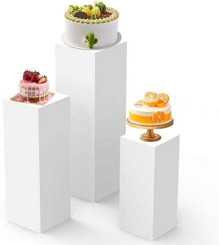 3 قطع حامل بقاعدة بيضاء للحفلات: حوامل قاعدة معدنية كبيرة لبرج الزهور لعرض الفنون وديكورات الزفاف وحفلات الاستقبال in Kuwait