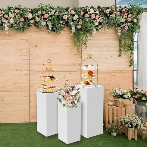 3 قطع حامل بقاعدة بيضاء للحفلات: حوامل قاعدة معدنية كبيرة لبرج الزهور لعرض الفنون وديكورات الزفاف وحفلات الاستقبال in Kuwait