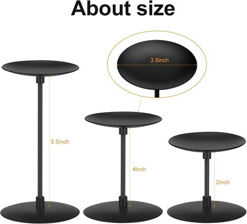 Pillar Candle Holders Set of 12 Metal Pillar Candle Stand Black Candle Holders, Fireplace Candelabras Set for Home Decor, Table Centerpiece, Wedding, 3 Sizes in Saudi Arabia