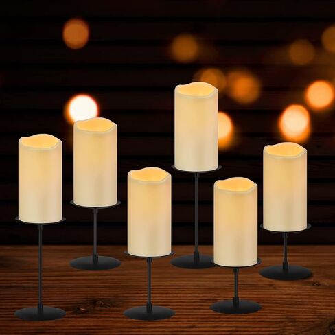 Pillar Candle Holders Set of 12 Metal Pillar Candle Stand Black Candle Holders, Fireplace Candelabras Set for Home Decor, Table Centerpiece, Wedding, 3 Sizes in Saudi Arabia
