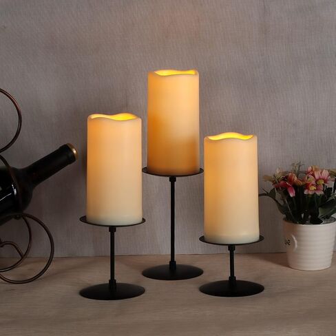 Pillar Candle Holders Set of 12 Metal Pillar Candle Stand Black Candle Holders, Fireplace Candelabras Set for Home Decor, Table Centerpiece, Wedding, 3 Sizes in Saudi Arabia