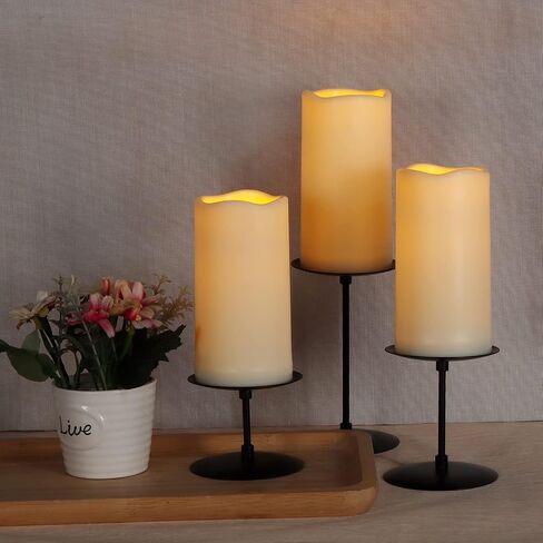 Pillar Candle Holders Set of 12 Metal Pillar Candle Stand Black Candle Holders, Fireplace Candelabras Set for Home Decor, Table Centerpiece, Wedding, 3 Sizes in Saudi Arabia