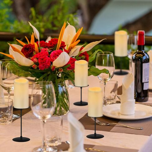 Pillar Candle Holders Set of 12 Metal Pillar Candle Stand Black Candle Holders, Fireplace Candelabras Set for Home Decor, Table Centerpiece, Wedding, 3 Sizes in Saudi Arabia