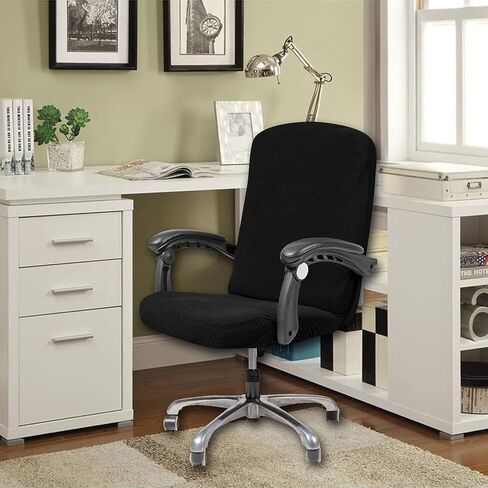 أغطية كراسي الكمبيوتر من WOMACO غطاء كرسي مكتب قابل للتمدد لكرسي المكتب غطاء كرسي عالمي عالي الظهر (رمادي فاتح، كبير) in Kuwait