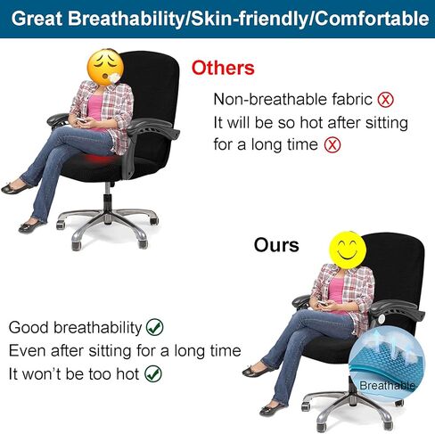 أغطية كراسي الكمبيوتر من WOMACO غطاء كرسي مكتب قابل للتمدد لكرسي المكتب غطاء كرسي عالمي عالي الظهر (رمادي فاتح، كبير) in Kuwait