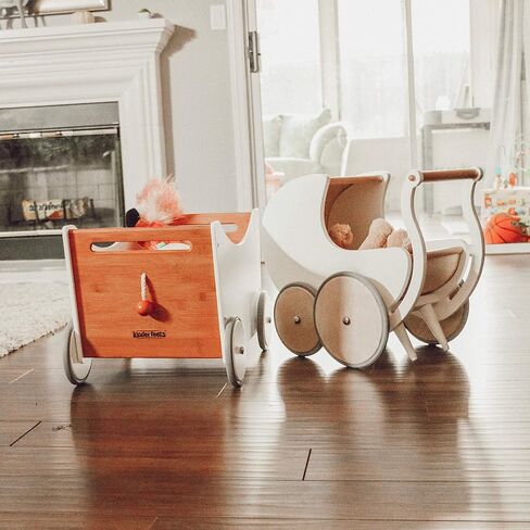 Kinderfeets Pram Walker - Toy Stroller for for Babies, Kids, and Toddlers | Sustainable and Eco-Friendly | 2-in-1 Walker and Stroller Design (Rose) in Saudi Arabia