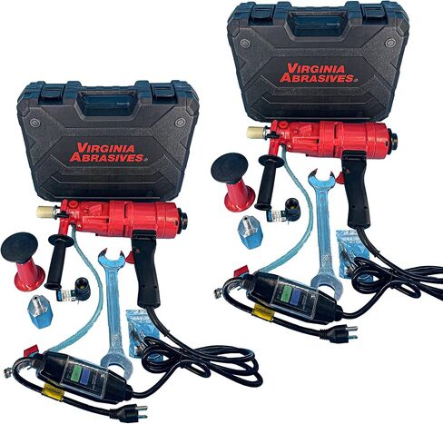 Virginia Abrasives 433-20000 قطعة واحدة مجموعة مثقاب كهربائي أساسي ثلاثي السرعات لحفر الخرسانة - مثقاب أساسي للخرسانة، آلة حفر أساسية للخرسانة الماسية الممتازة للجدار/الطوب/الخرسانة/البناء، مقاومة للماء GFI in Kuwait