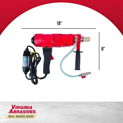 Virginia Abrasives 433-20000 قطعة واحدة مجموعة مثقاب كهربائي أساسي ثلاثي السرعات لحفر الخرسانة - مثقاب أساسي للخرسانة، آلة حفر أساسية للخرسانة الماسية الممتازة للجدار/الطوب/الخرسانة/البناء، مقاومة للماء GFI in Kuwait