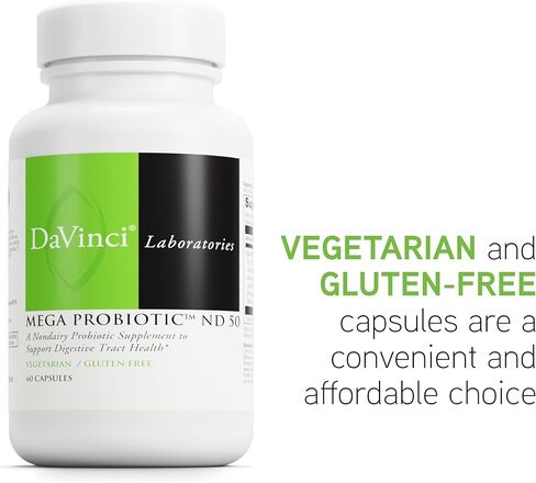 DAVINCI Labs Mega Probiotic Nd 50 - Non-Dairy Probiotic Supplement with Prebiotic Fiber - Helps Support Digestive Health & Immune System* - 60 Vegetarian Capsules in Saudi Arabia