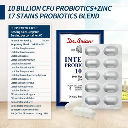 Dr.Brian Probiotics 10 Billion cfu Probiotics for Women Men Adults Constipation Relief Digestive Intestinal Health Immunity System in Kuwait