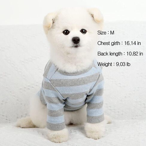 قمصان قطنية Lucky Petter Dog للكلاب الصغيرة والكبيرة، قمصان مخططة للرجبي، ناعمة قابلة للتنفس، ملابس للحيوانات الأليفة (X-Large، رمادي/كحلي) in Kuwait