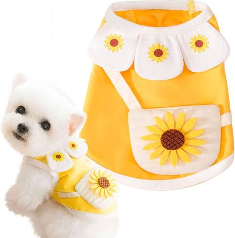ABRRLO Dog Shirts for Small Dogs Cute Sunflower Puppy Cat T-Shirts Lightweight Soft Cotton Summer Pet Vest Clothes Girl Rabbit Doggie Tee Shirts Kitten Tank Tops Chihuahua Yorkshire Poodle (Pink,S) in Kuwait