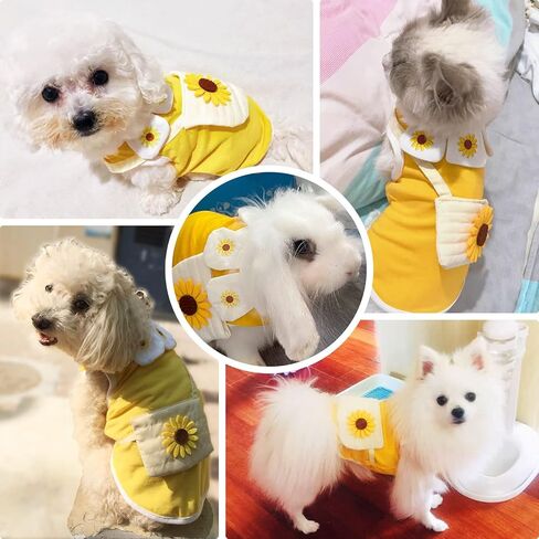 ABRRLO Dog Shirts for Small Dogs Cute Sunflower Puppy Cat T-Shirts Lightweight Soft Cotton Summer Pet Vest Clothes Girl Rabbit Doggie Tee Shirts Kitten Tank Tops Chihuahua Yorkshire Poodle (Pink,S) in Kuwait
