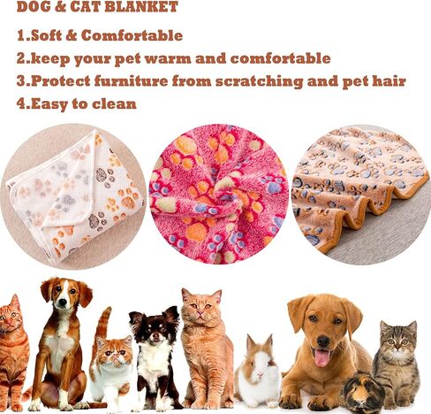 بطانيات QLVKYW مكونة من 3 قطع من بطانيات الكلاب للكلاب المتوسطة الحجم، صوف فائق النعومة، نمط مخلب لطيف، غطاء بطانية من الفلانيل قابل للغسل للكلاب والقطط والحيوانات المتوسطة (30 × 20 بوصة) in Kuwait