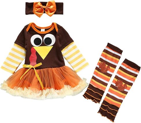 عيد الشكر الزي طفلة توتو رومبير اللباس ارتداءها الساق تدفئة عقال مجموعة in Kuwait