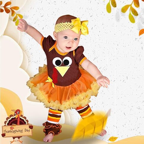 عيد الشكر الزي طفلة توتو رومبير اللباس ارتداءها الساق تدفئة عقال مجموعة in Kuwait