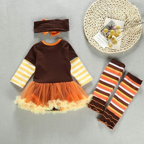 عيد الشكر الزي طفلة توتو رومبير اللباس ارتداءها الساق تدفئة عقال مجموعة in Kuwait