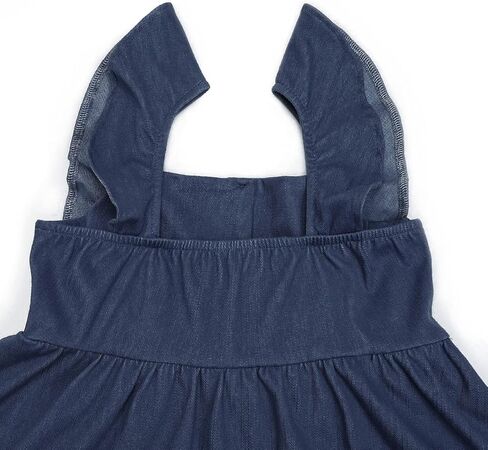 QPANCY Girls Denim Dress Ruffle Sleeve Square Neck Casual Dress in Saudi Arabia