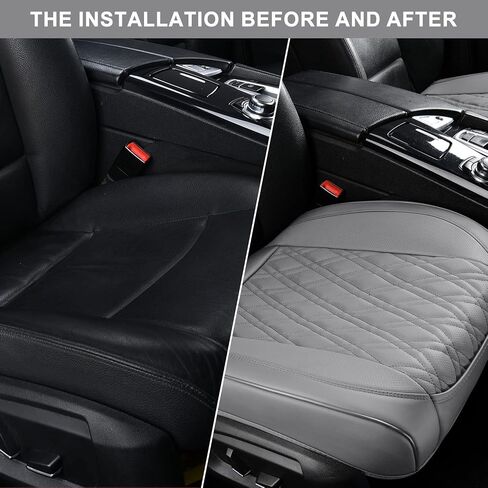 2PCS Car Seat Covers, Seat Covers for Cars, Breathable Nappa Leather Automotive Seat Covers & Accessories with Full Wrapping Edge Front Bottom Fit Cars, Sedans, SUVs, Pickup Trucks, Grey in Kuwait